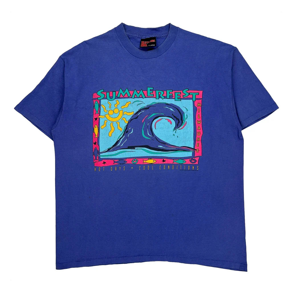 Summerfest Milwaukee Unbranded Graphic T-Shirt - XL Blue Cotton