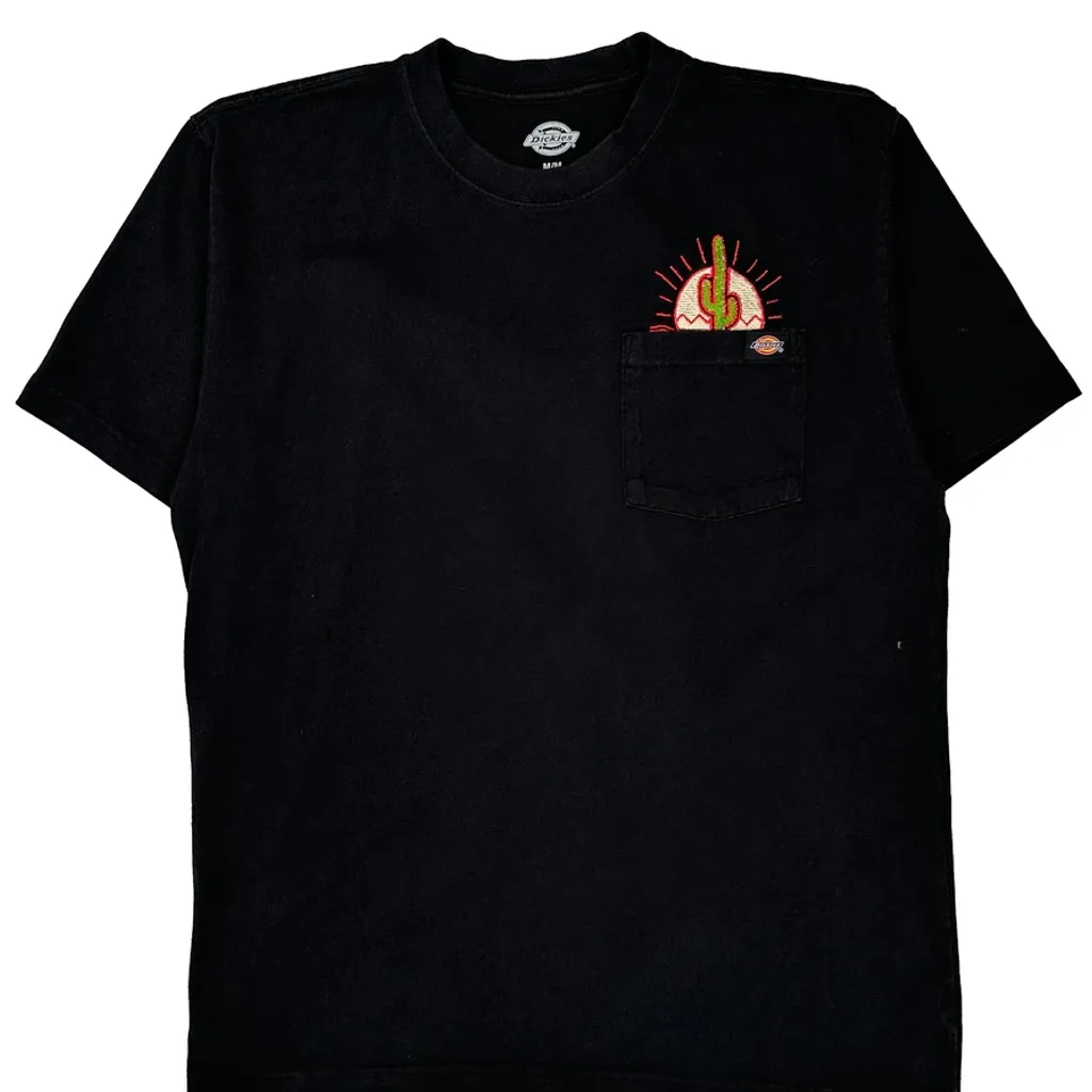 Sun And Cactus Embroidery Dickies Graphic T-Shirt - Medium Black Cotton - Image 5