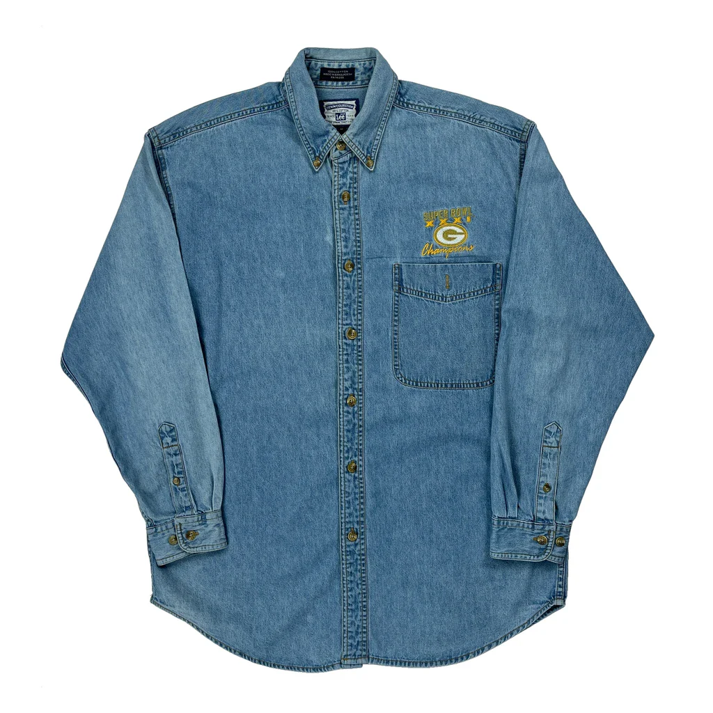 Super Bowl Champions Lee Nfl Denim Shirt - Medium Blue Cotton