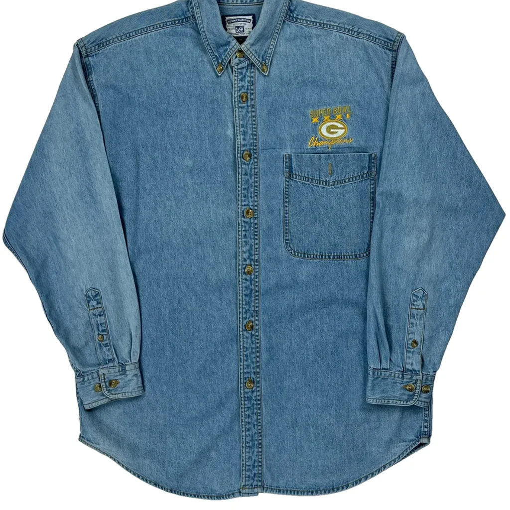 Super Bowl Champions Lee Nfl Denim Shirt - Medium Blue Cotton - Image 4