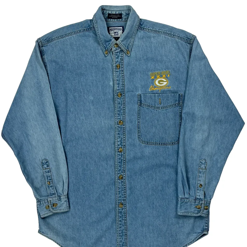 Super Bowl Champions Lee Nfl Denim Shirt - Medium Blue Cotton - Image 5