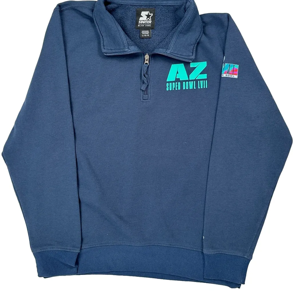 Super Bowl Lvii Starter Collared 1/4 Zip - Large Blue Cotton - Image 5