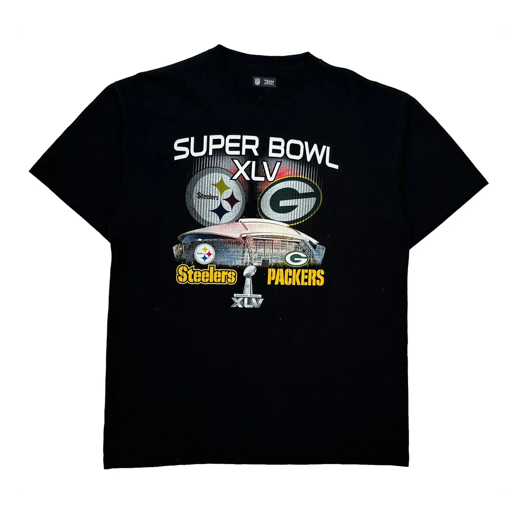 Super Bowl XLv Nfl Graphic T-Shirt - Large Black Cotton
