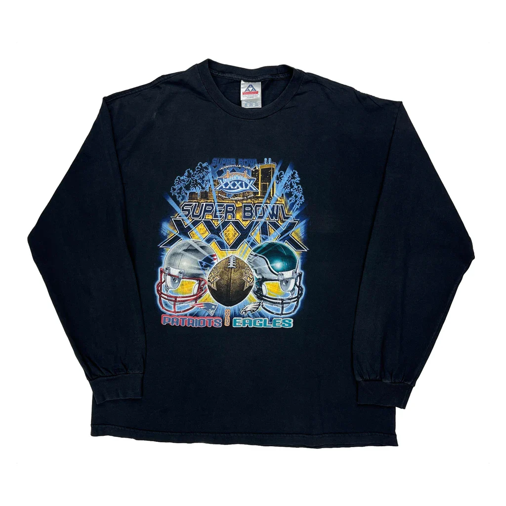 Super Bowl Xxxix Patriots Vs Eagles Alstyle Graphic Long Sleeve T-Shirt - 2XL Black Cotton