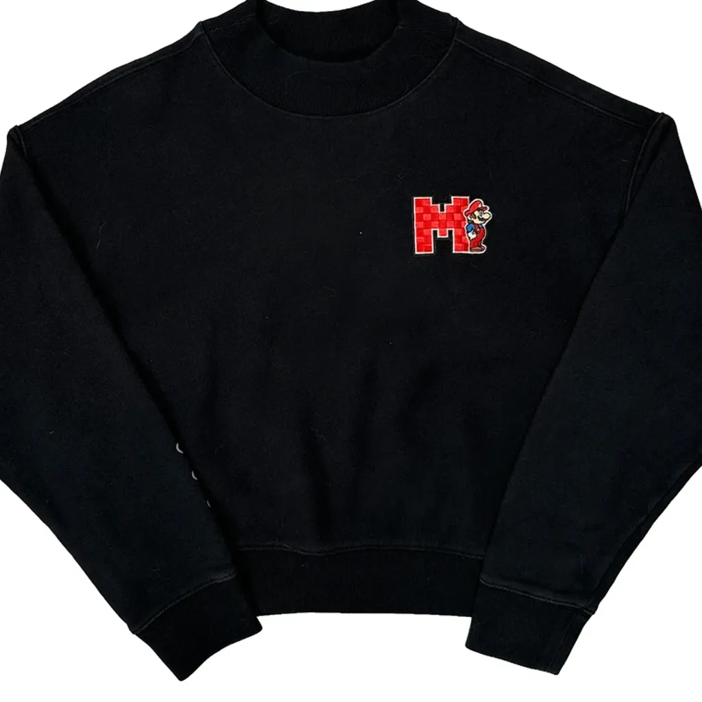 Super Mario Bros Champion Graphic Sweatshirt - Large Black Cotton Blend - Image 4