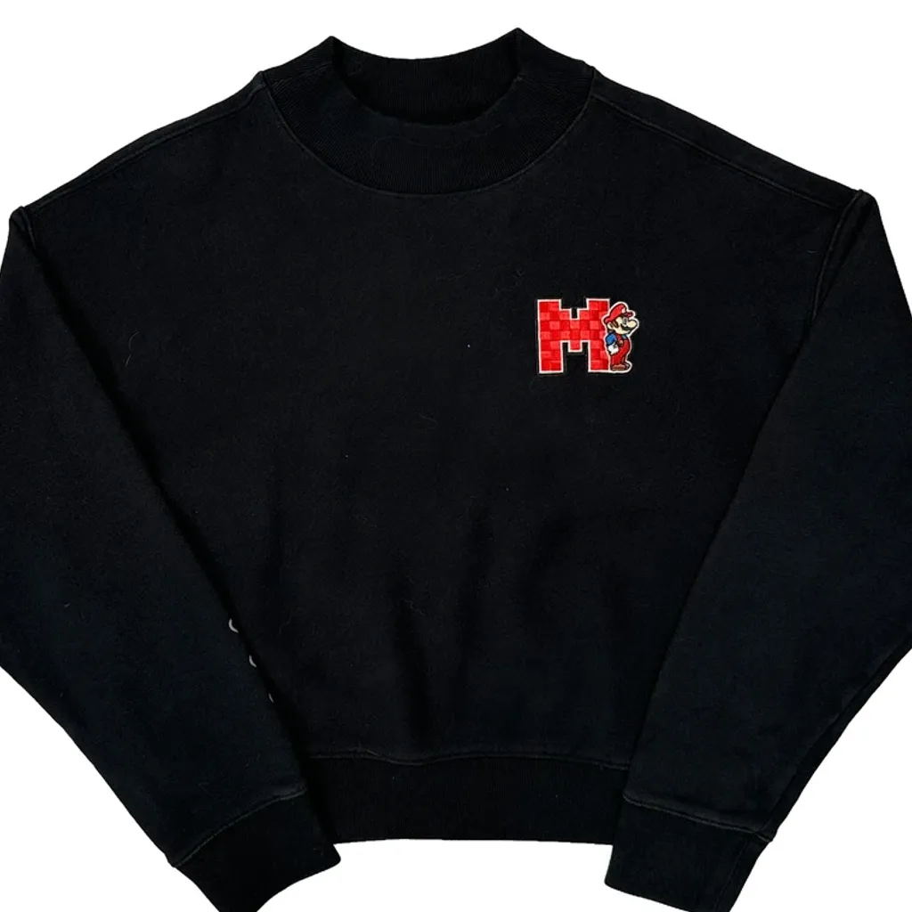 Super Mario Bros Champion Graphic Sweatshirt - Large Black Cotton Blend - Image 5
