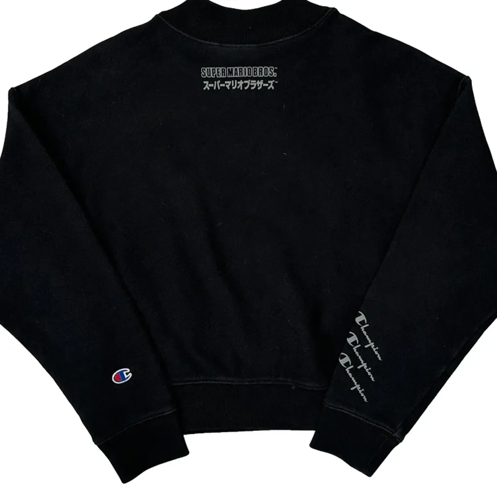 Super Mario Bros Champion Graphic Sweatshirt - Large Black Cotton Blend - Image 7