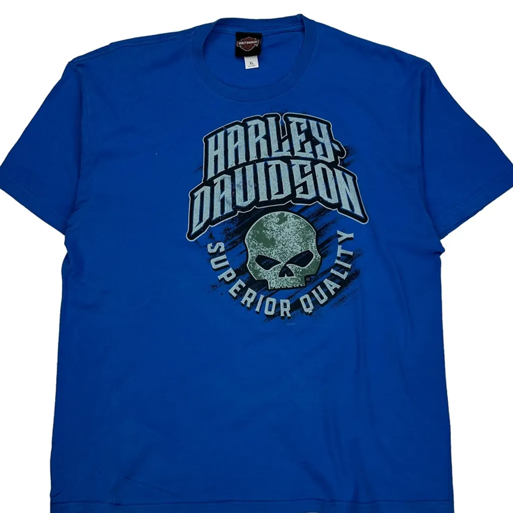 Superior Quality Harley Davidson Graphic T-Shirt - XL Blue Cotton - Image 4