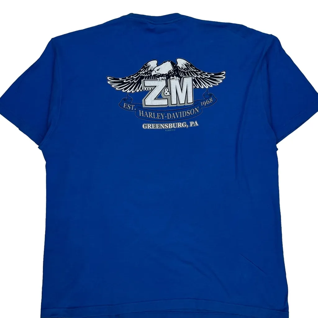 Superior Quality Harley Davidson Graphic T-Shirt - XL Blue Cotton - Image 6