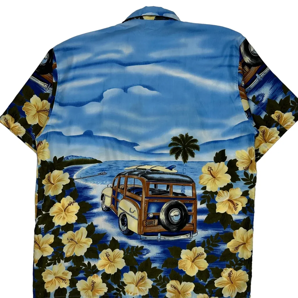 Surf Ferugini Floral Hawaiian Shirt - 2XL Blue Polyester - Image 6