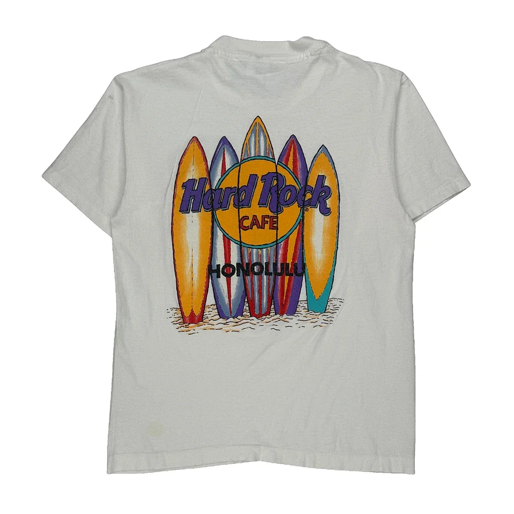 Surfboards Hard Rock Cafe Graphic T-Shirt - Medium White Cotton - Image 2
