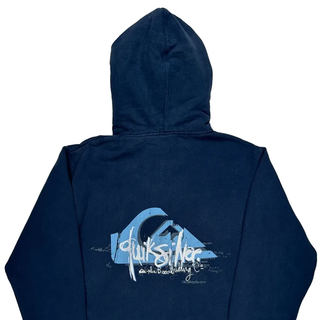 Surfing Quiksilver Graphic Hoodie - Medium Blue Cotton Blend - Image 7