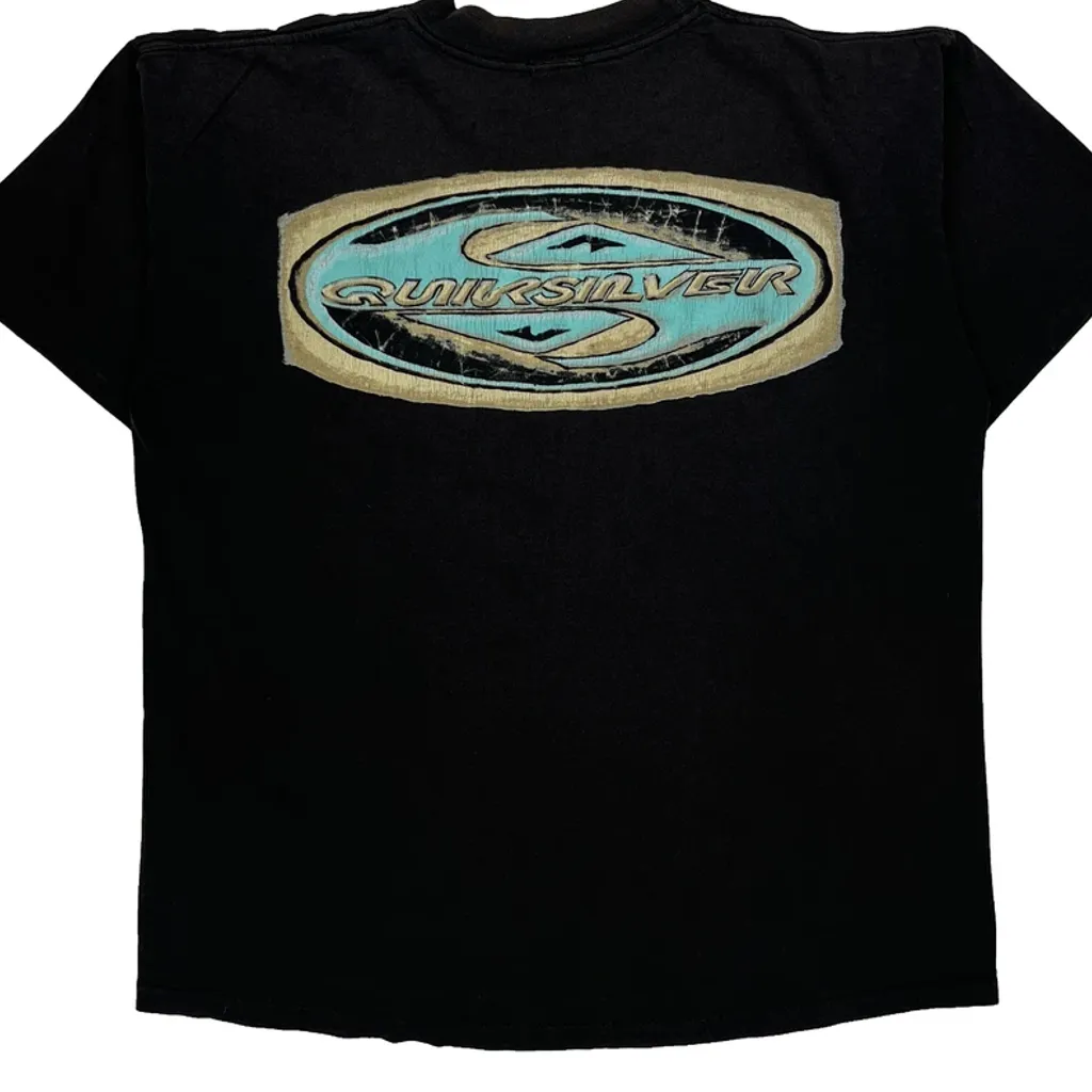Surfing Quiksilver Graphic T-Shirt - Large Black Cotton - Image 6