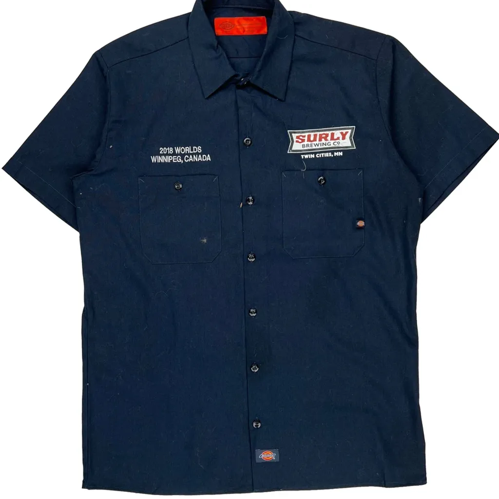 Surly Brewing Co. Dickies Short Sleeve Shirt - Medium Navy Polyester Blend - Image 4