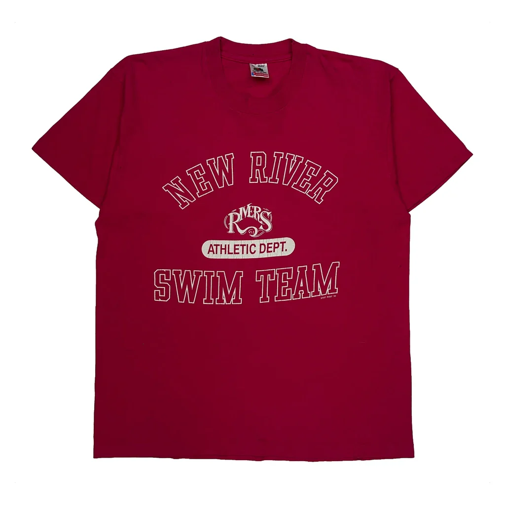 Swim Team Fruit Of The Loom Single Stitch T-Shirt - XL Red Cotton