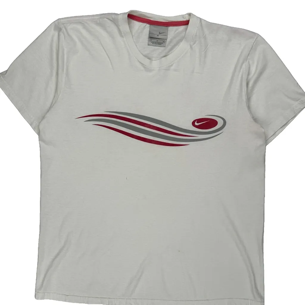 Swoosh Logo Nike Graphic T-Shirt - Medium White Cotton - Image 5