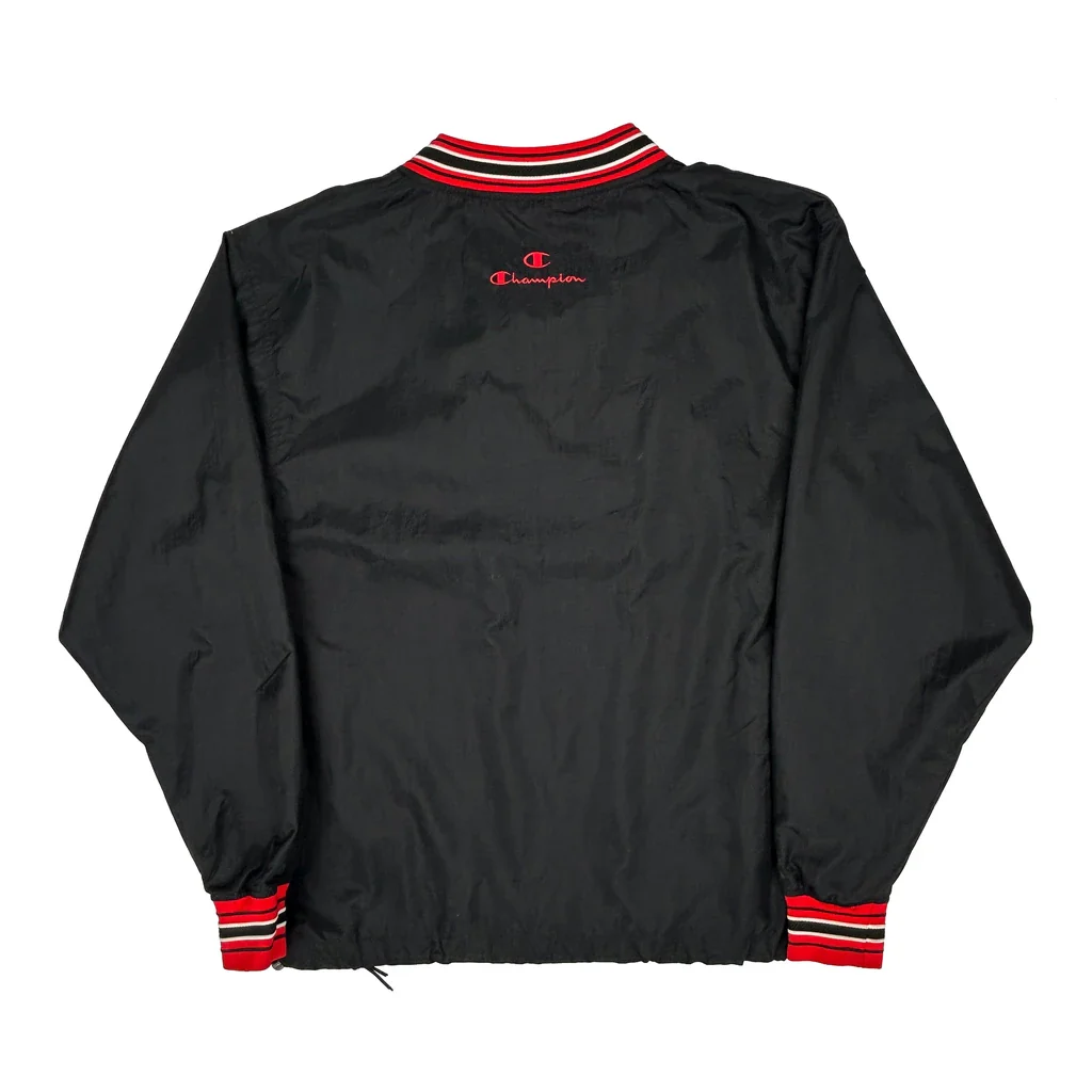Swtc Champion Spellout Varsity Jacket - Medium Black Nylon - Image 2