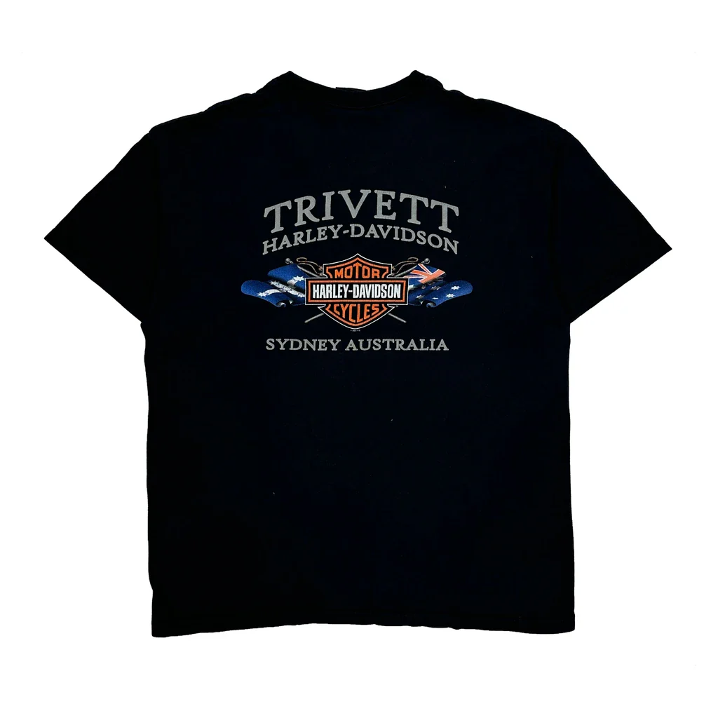 Sydney Australia Harley Davidson Graphic T-Shirt - Large Black Cotton - Image 2