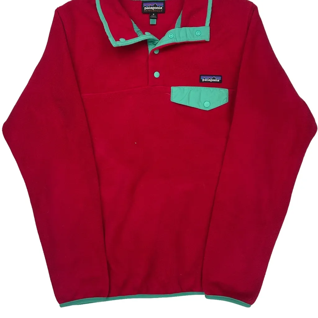 Synchilla Patagonia Snap T Fleece - Medium Red Polyester - Image 5