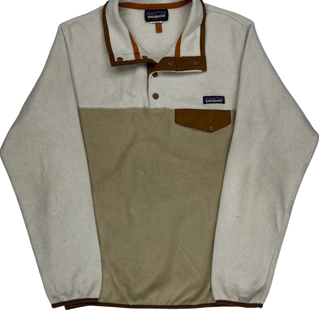 Synchilla Patagonia Colour Block Snap T Fleece - Medium Beige Polyester - Image 4