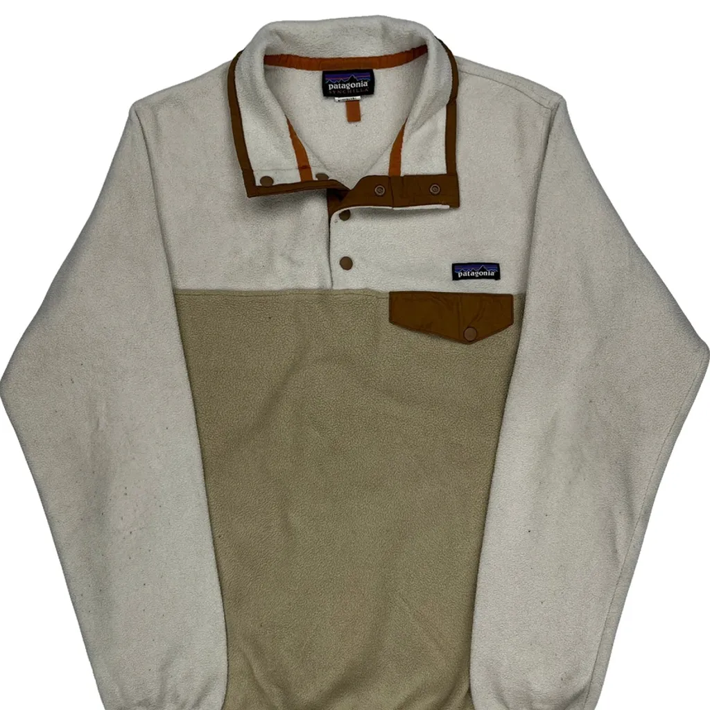 Synchilla Patagonia Colour Block Snap T Fleece - Medium Beige Polyester - Image 5