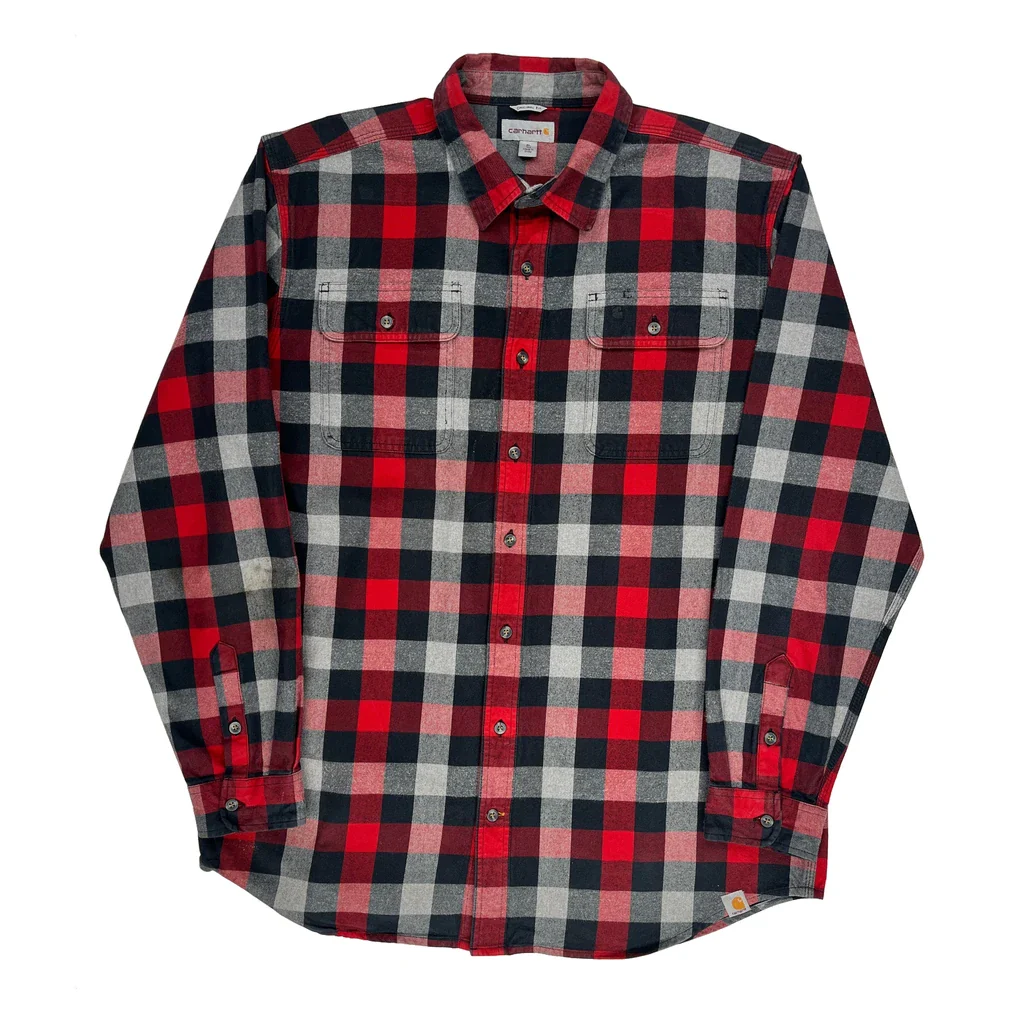 Tall Carhartt Checked Flannel Shirt - XL Red Cotton