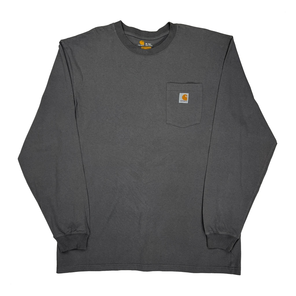 Tall Carhartt Long Sleeve T-Shirt - XL Grey Cotton