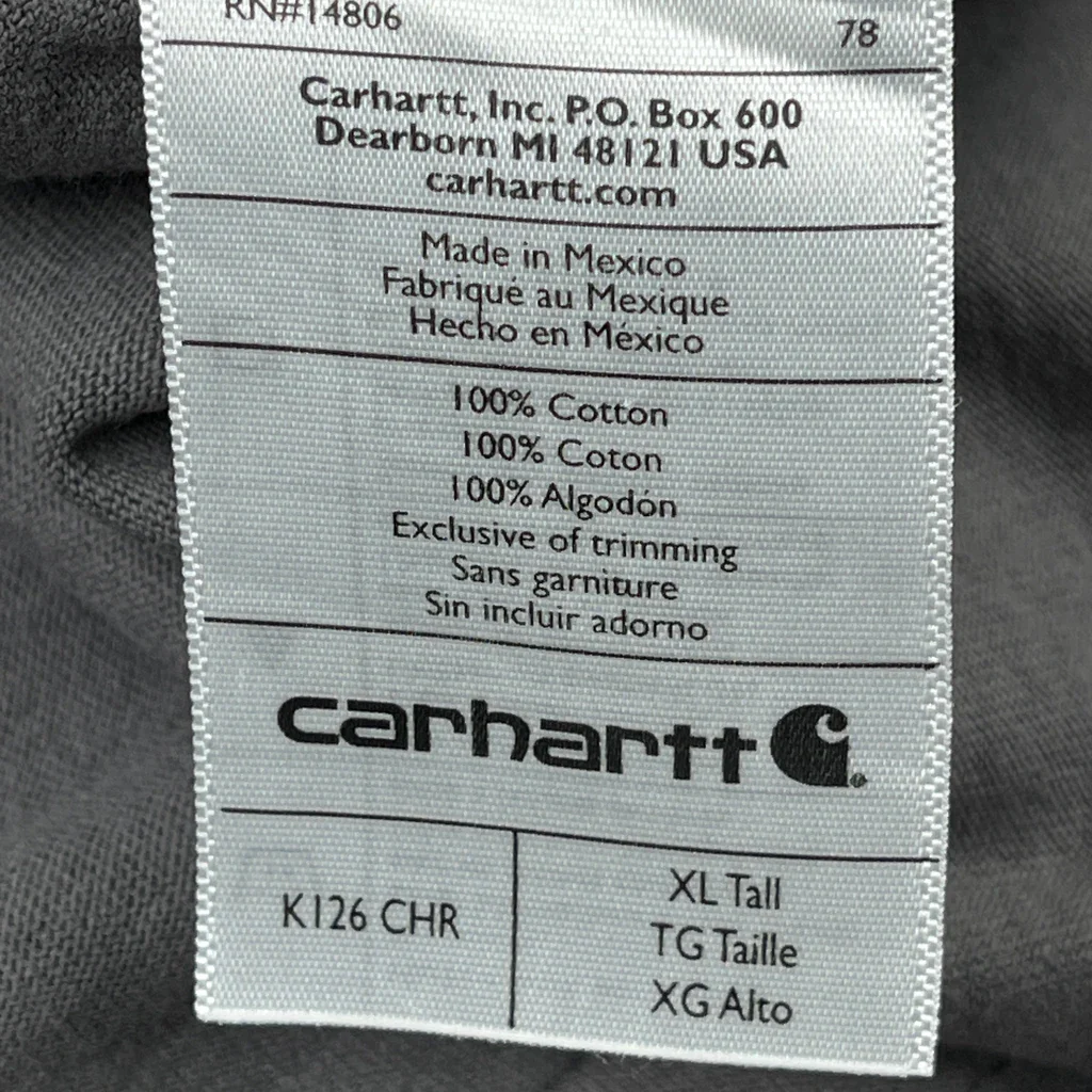 Tall Carhartt Long Sleeve T-Shirt - XL Grey Cotton - Image 4
