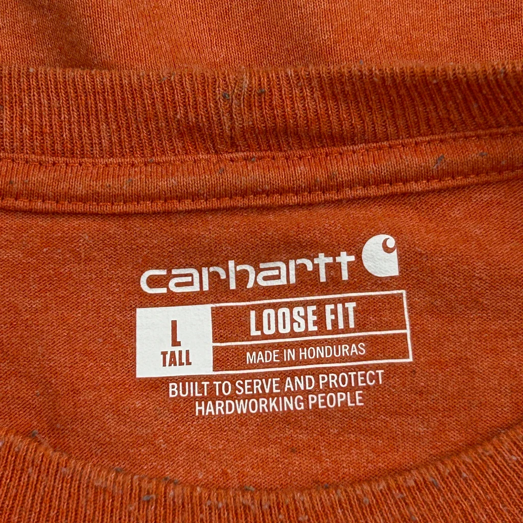 Tall Carhartt Spellout Long Sleeve T-Shirt - Large Orange Cotton - Image 3