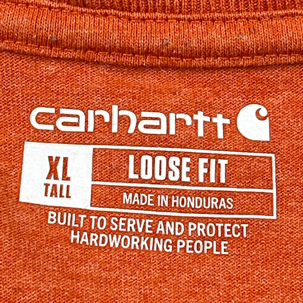 Tall Carhartt Spellout Long Sleeve T-Shirt - XL Orange Cotton Blend - Image 3