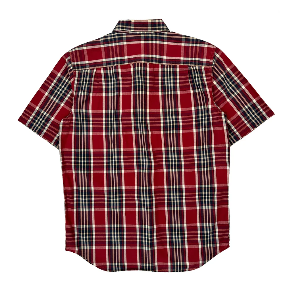Tall Carhartt Checked Short Sleeve Shirt - Large Red Cotton - Image 2