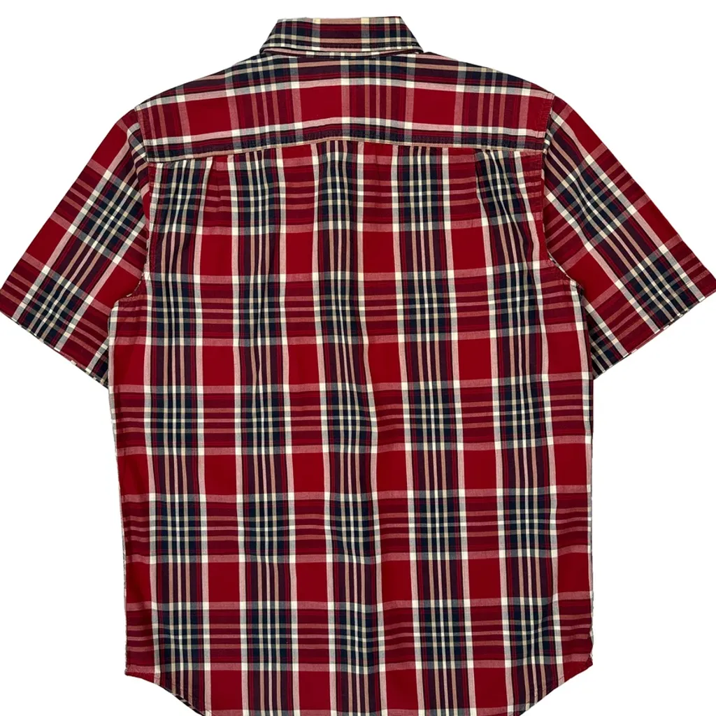 Tall Carhartt Checked Short Sleeve Shirt - Large Red Cotton - Image 7