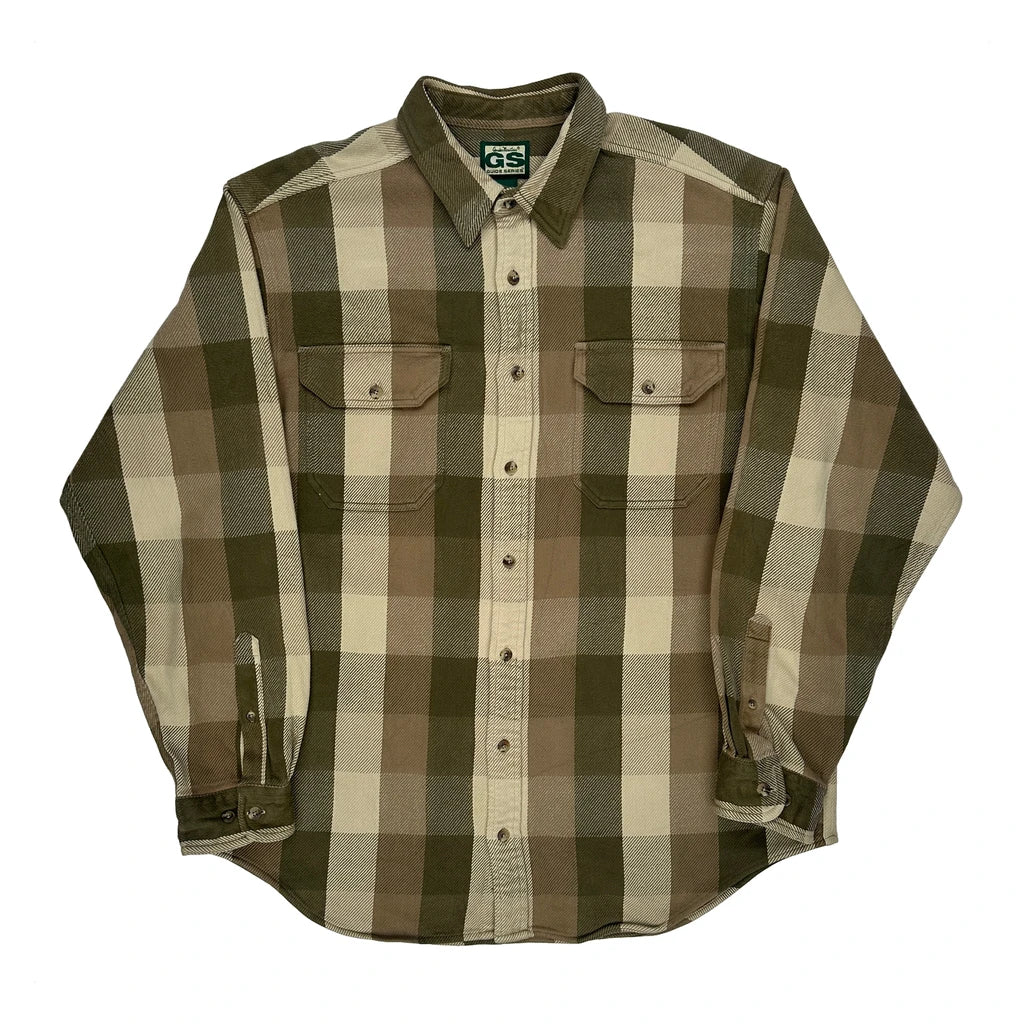 Tall Guide Series Checked Flannel Shirt - XL Green Cotton