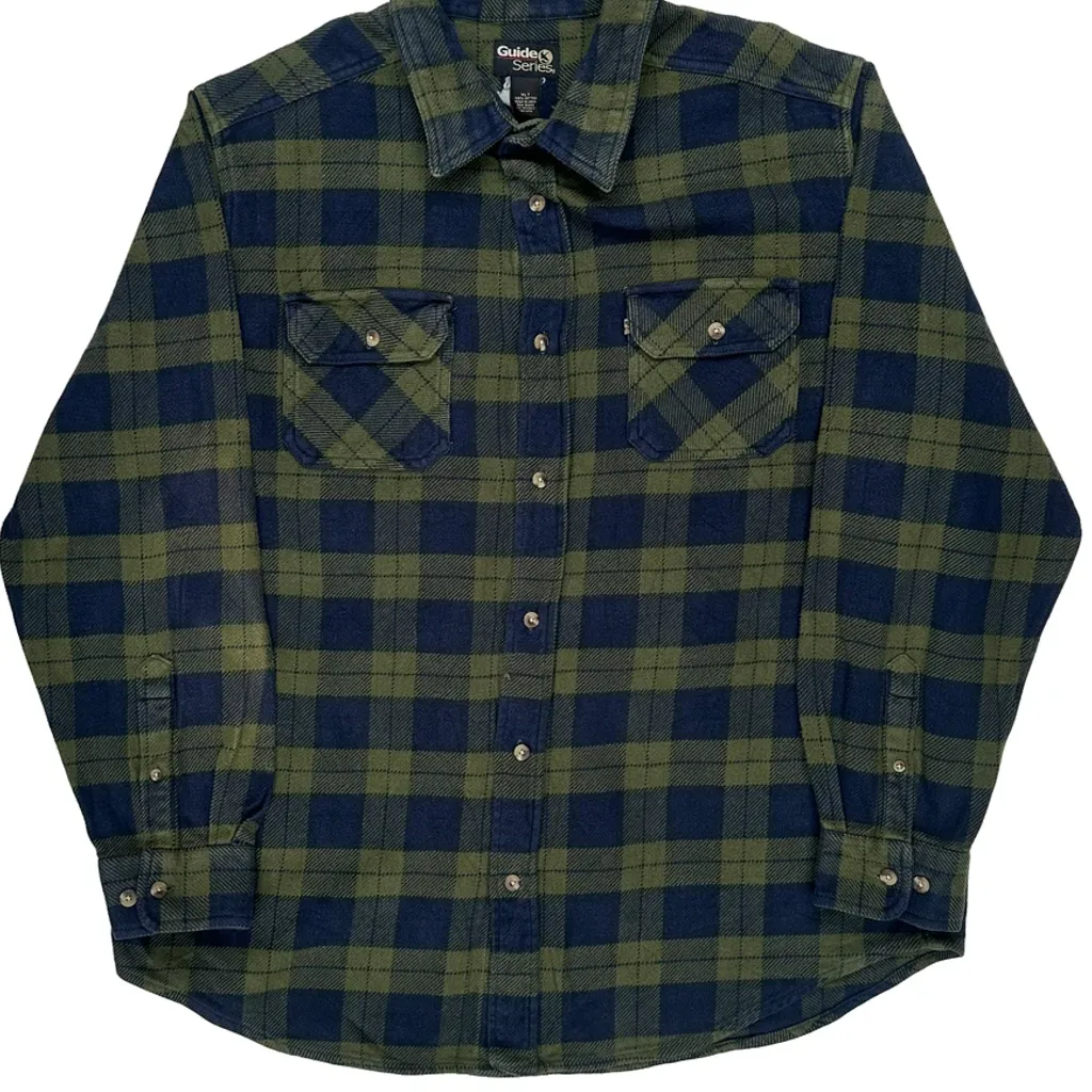 Tall Guide Series Checked Flannel Shirt - XL Green Cotton - Image 4