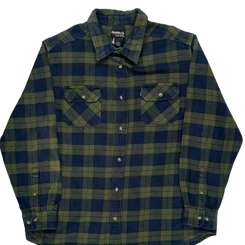 Tall Guide Series Checked Flannel Shirt - XL Green Cotton - Image 5