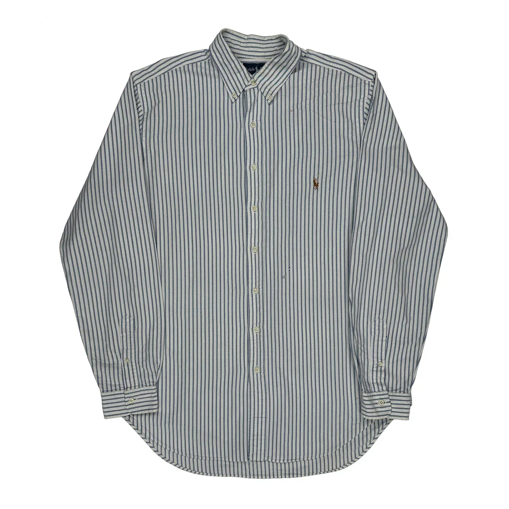 Tall Ralph Lauren Striped Shirt - Large Blue Cotton