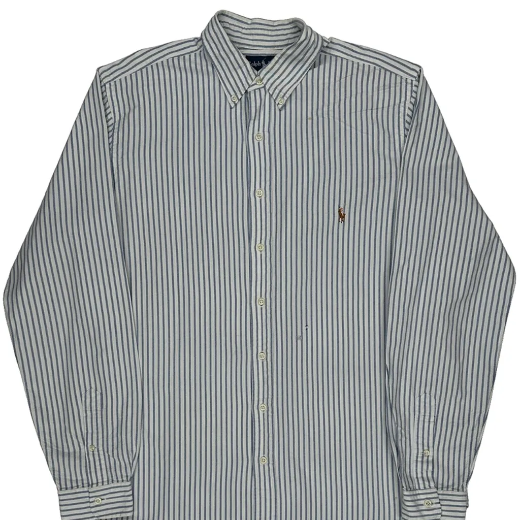 Tall Ralph Lauren Striped Shirt - Large Blue Cotton - Image 4