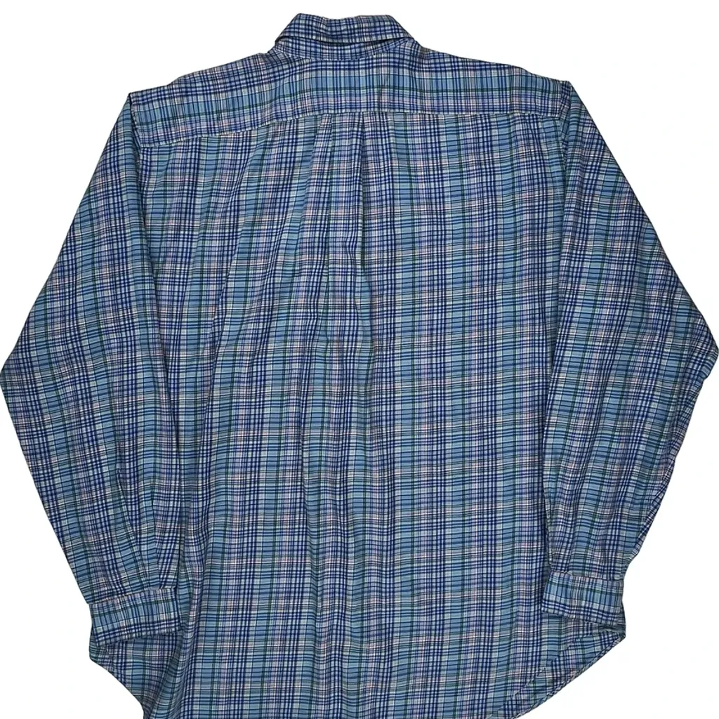 Tall Ralph Lauren Checked Shirt - XL Blue Cotton - Image 6