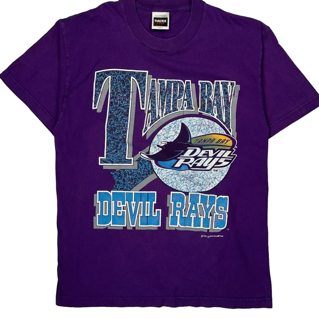 Tampa Bay Devil Rays Tultex Mlb T-Shirt - Large Purple Cotton - Image 4