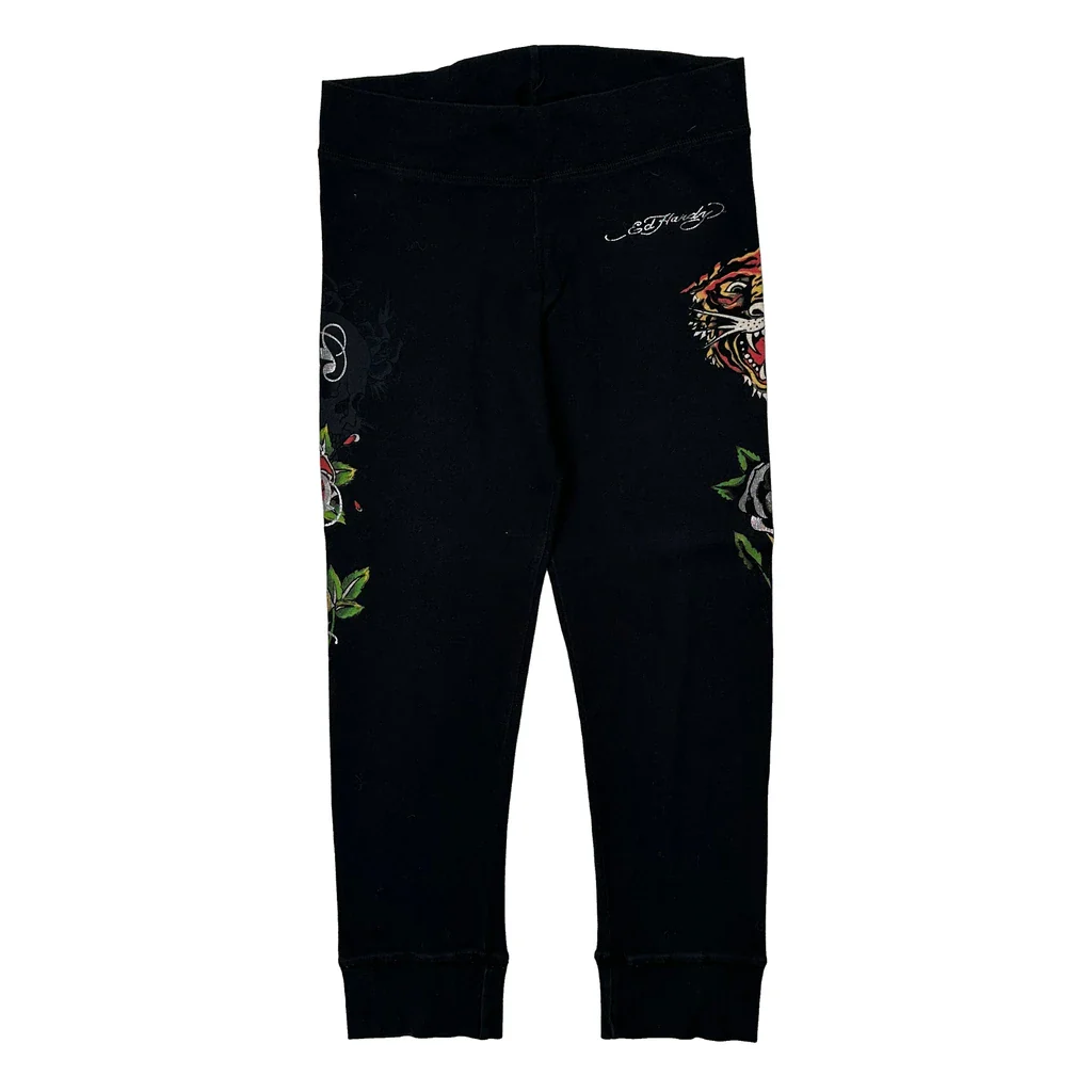 Tattoo Ed Hardy Graphic Leggings - Medium Black Cotton