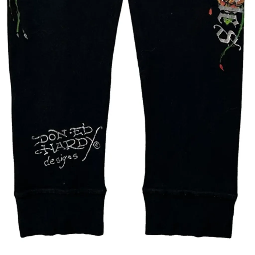 Tattoo Ed Hardy Graphic Leggings - Medium Black Cotton - Image 6