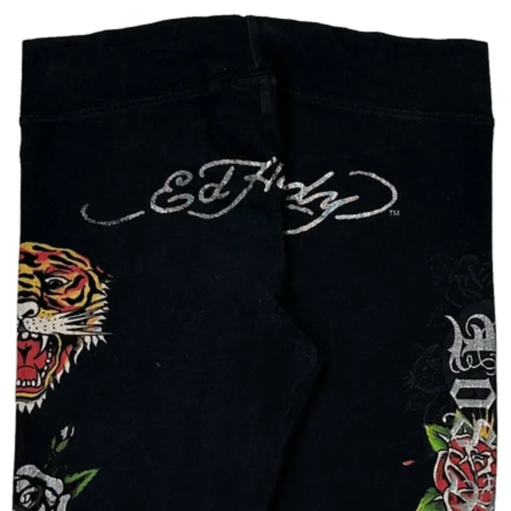 Tattoo Ed Hardy Graphic Leggings - Medium Black Cotton - Image 7