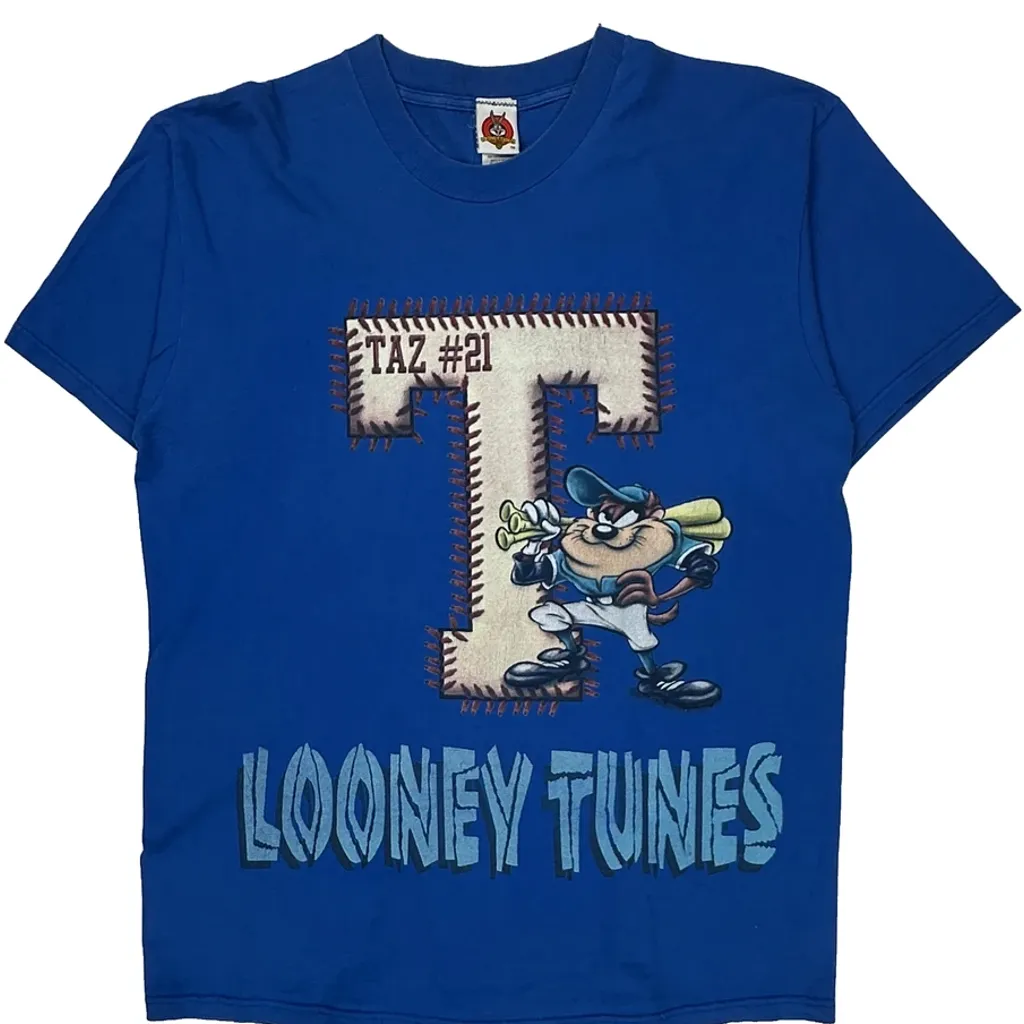 Taz #21 Looney Tunes Cartoon T-Shirt - XL Blue Cotton - Image 5