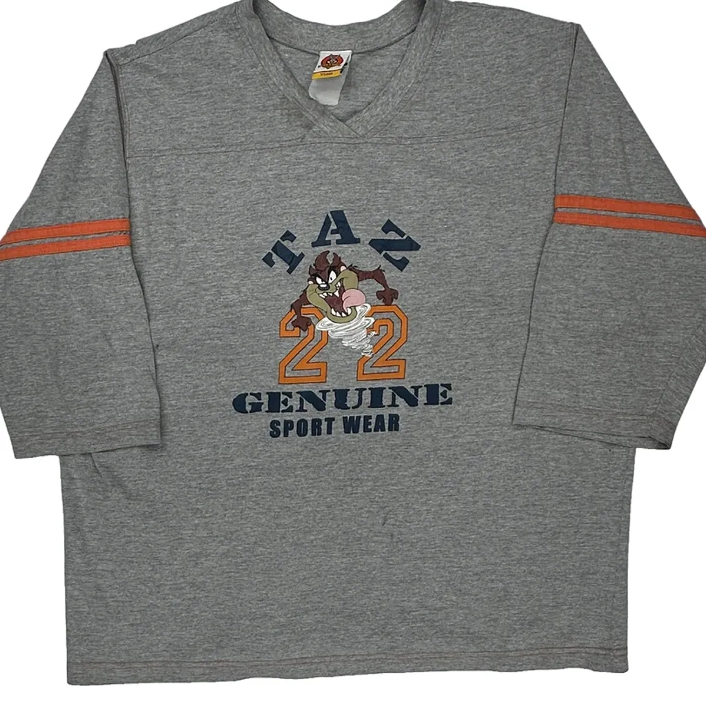 Taz Looney Tunes Cartoon Long Sleeve T-Shirt - 2XL Gray Cotton - Image 5