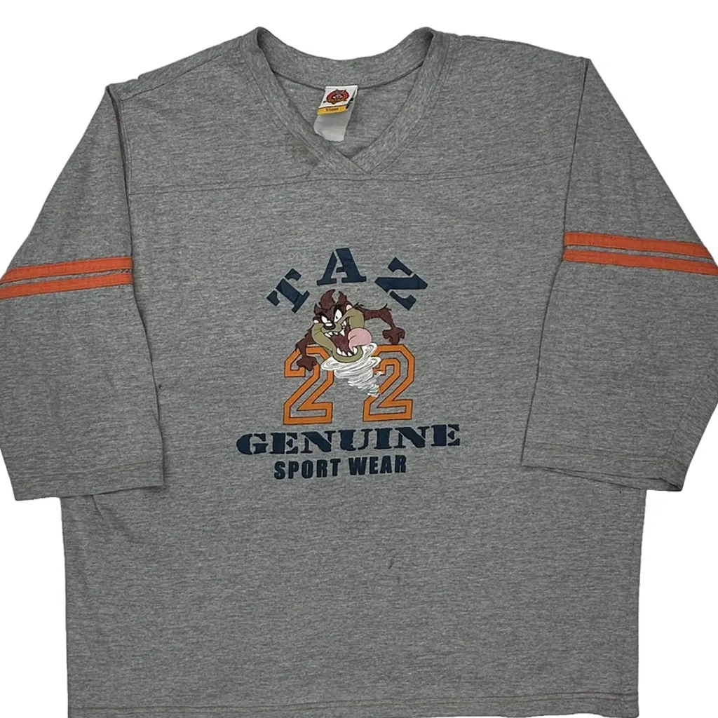 Taz Looney Tunes Cartoon Long Sleeve T-Shirt - 2XL Gray Cotton - Image 6