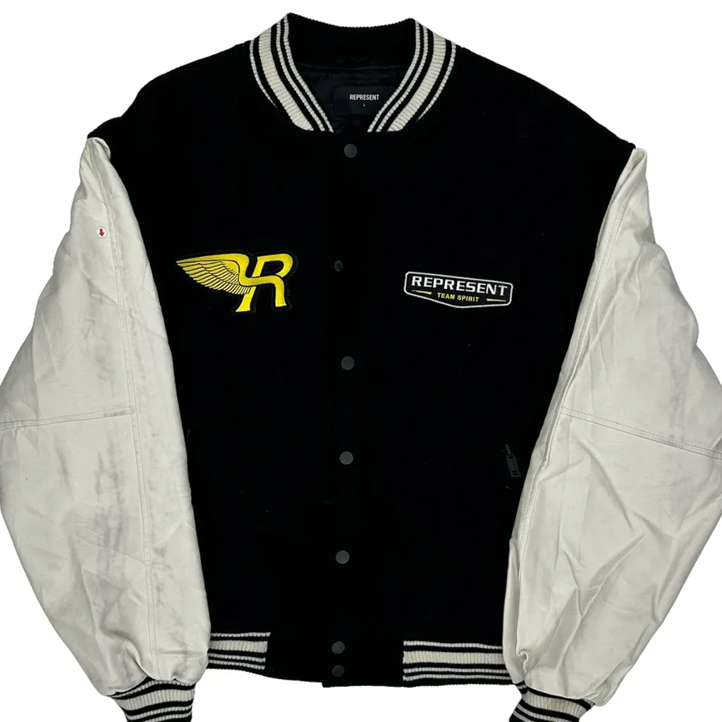 Team Spirit Represent Varsity Jacket - Large Black Polyester - Image 4