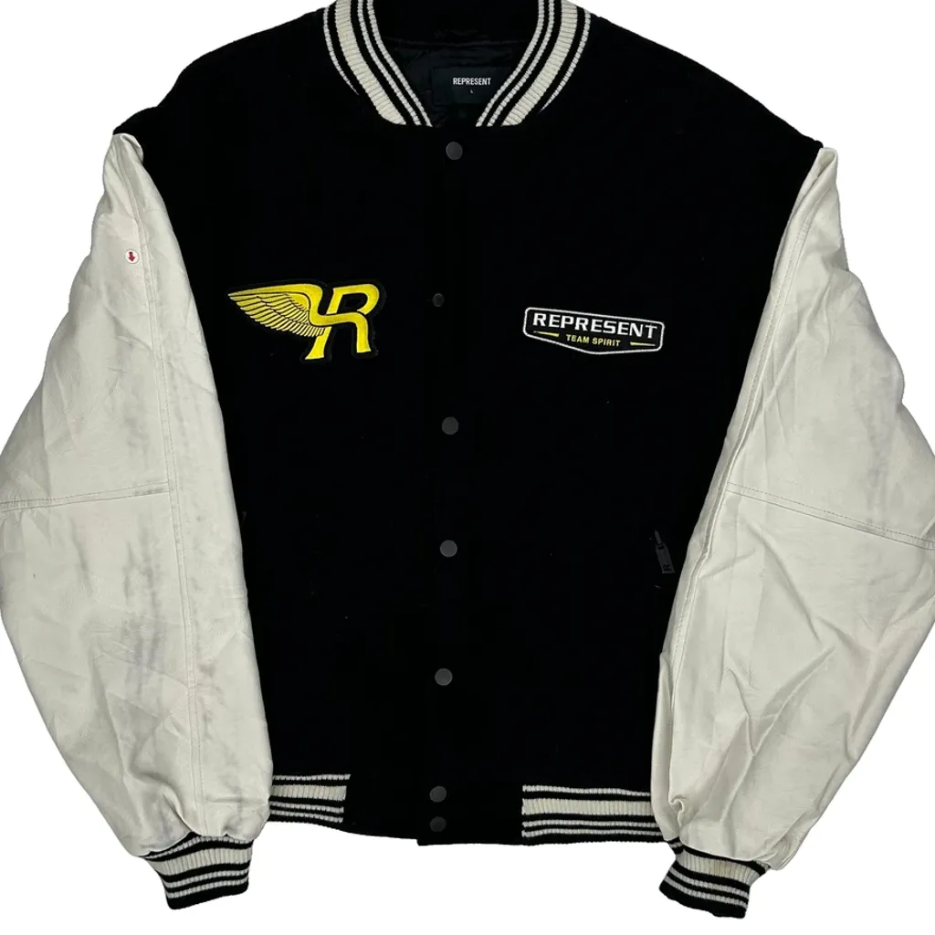 Team Spirit Represent Varsity Jacket - Large Black Polyester - Image 5