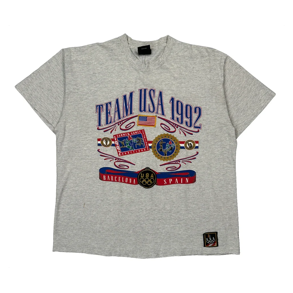 Team USA 1992 USA Olympics Graphic T-Shirt - Large Grey Cotton