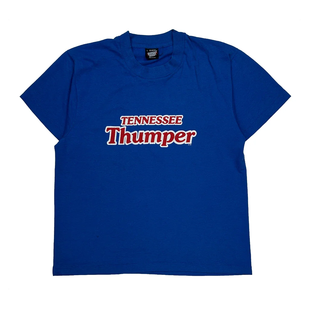 Tennessee Thumper Screen Stars Single Stitch T-Shirt - Large Blue Cotton Blend