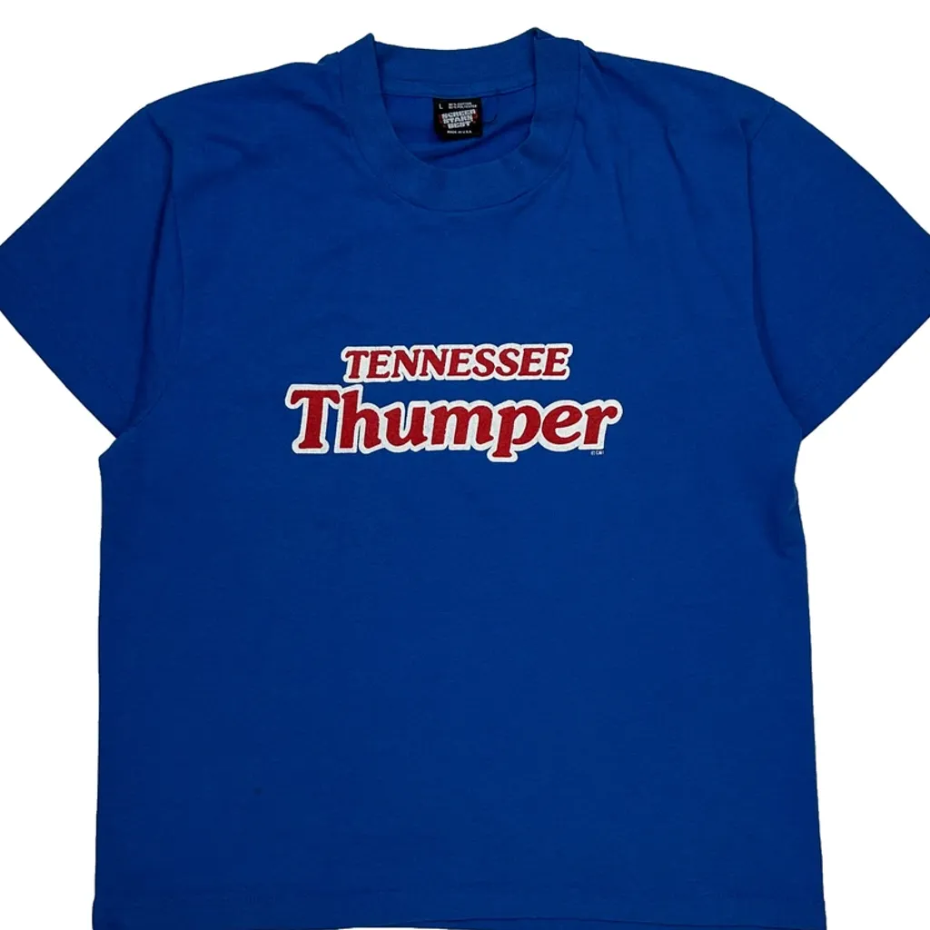 Tennessee Thumper Screen Stars Single Stitch T-Shirt - Large Blue Cotton Blend - Image 5
